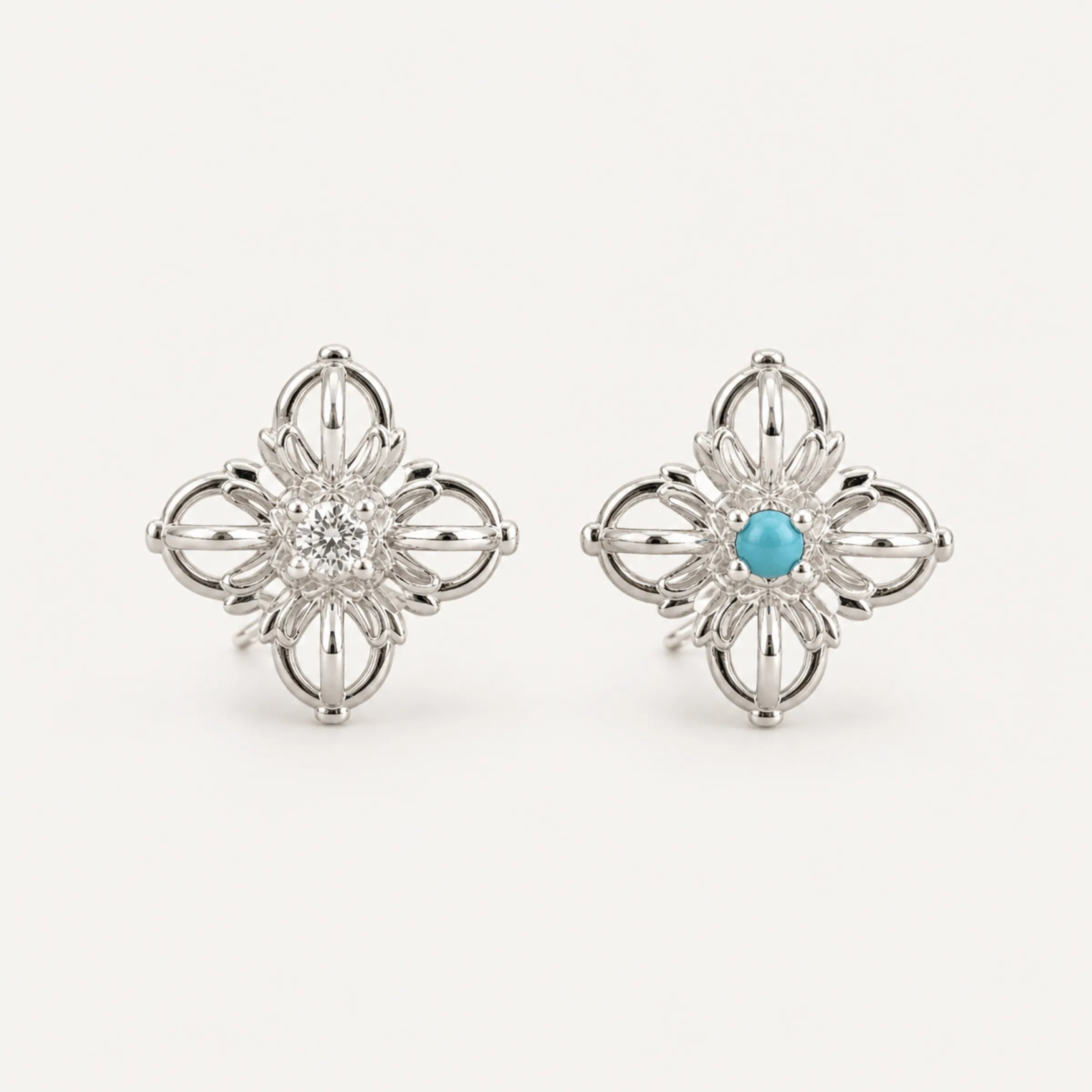 Vajra Stud Earrings - pair, front view on white