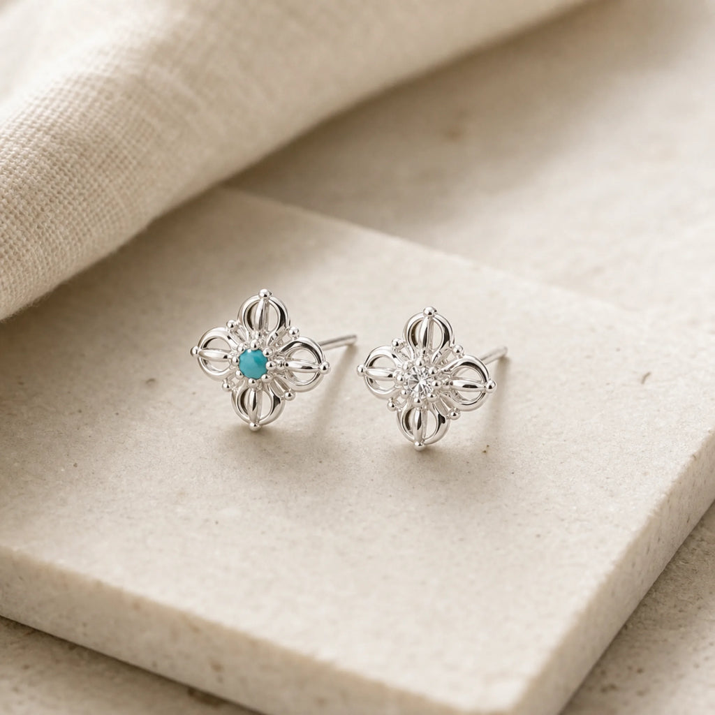 Vajra Stud Earrings - pair on linen and stone tray