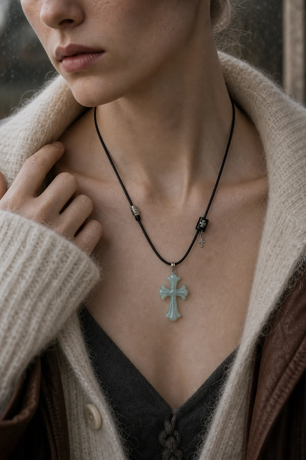 Cross Pendant - worn by female model