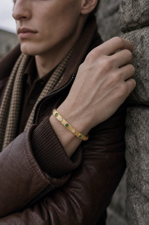 Gold Bangle - worn on male wrist
